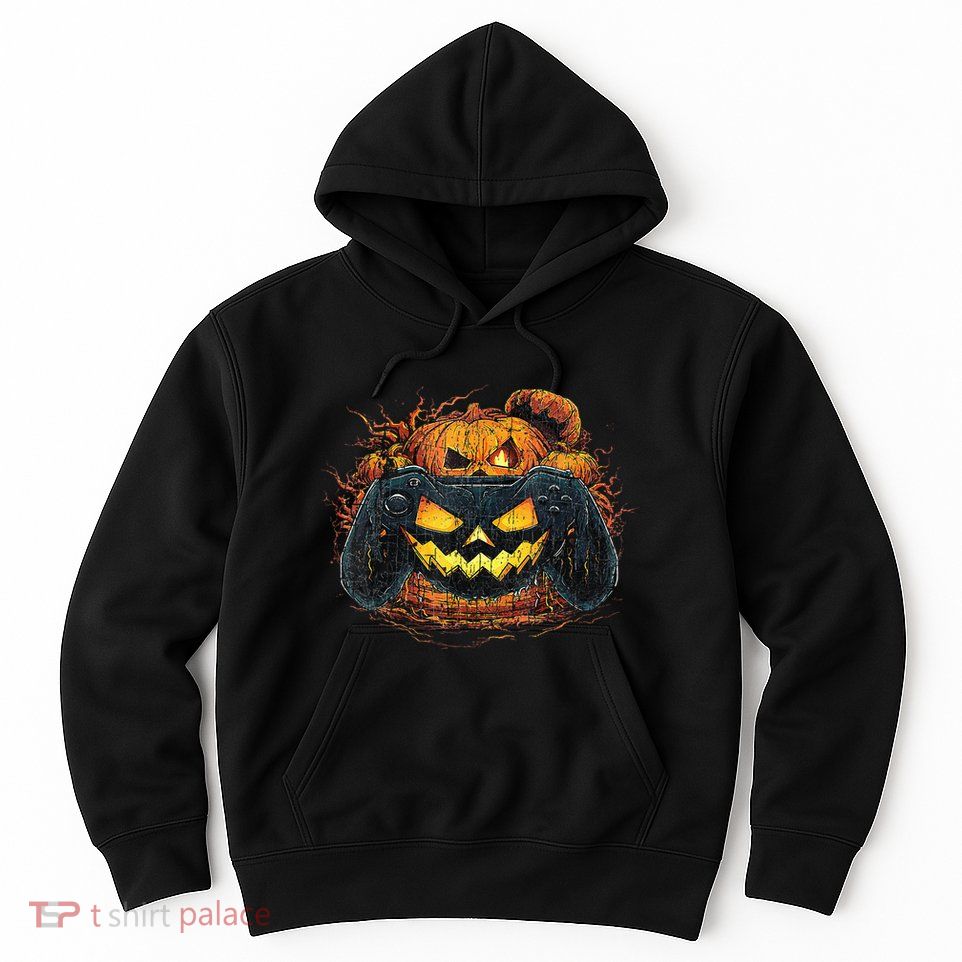 Halloween Jack O Lantern Pixelated Gaming Gamer Hoodie