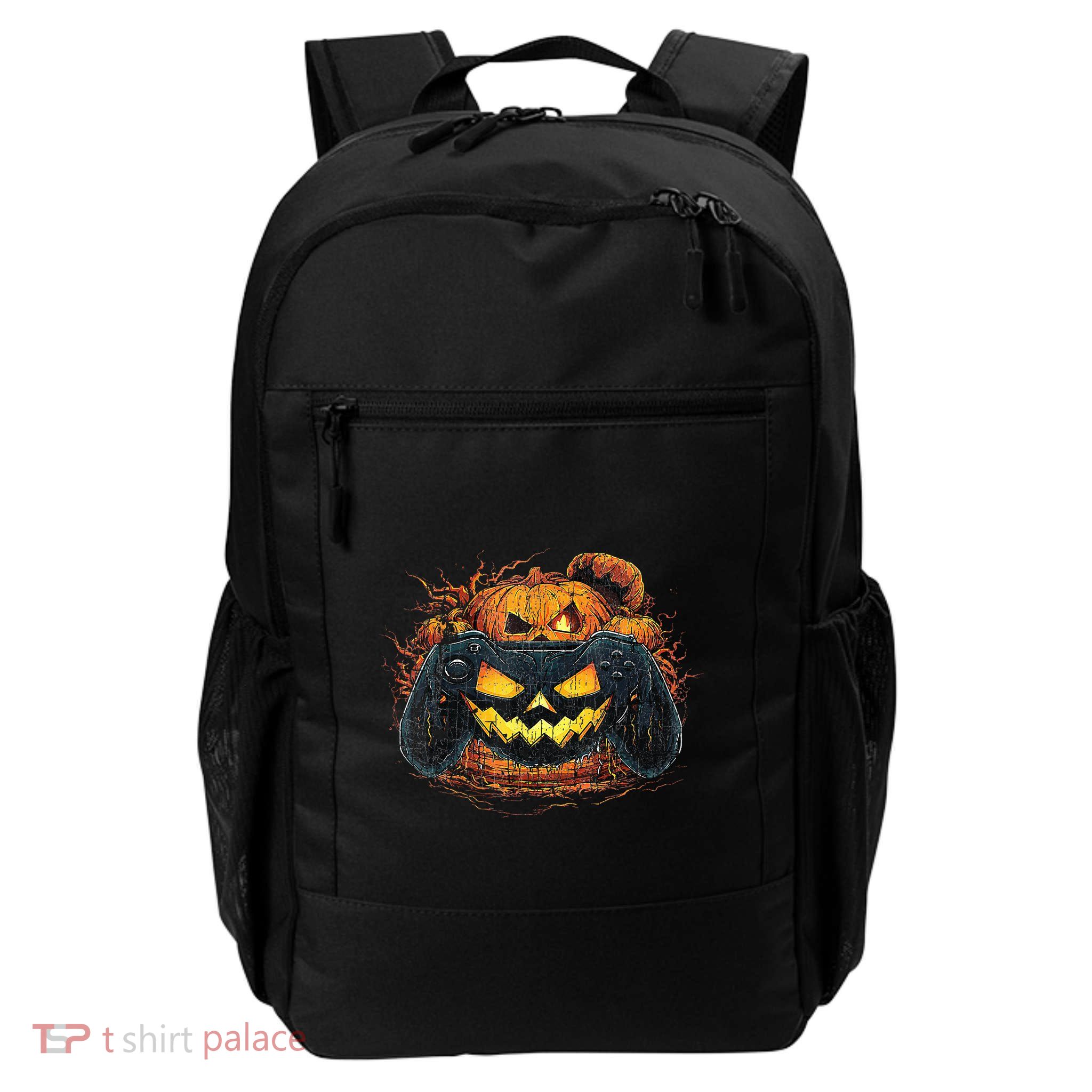 Halloween Jack O Lantern Pixelated Gaming Gamer Backpack