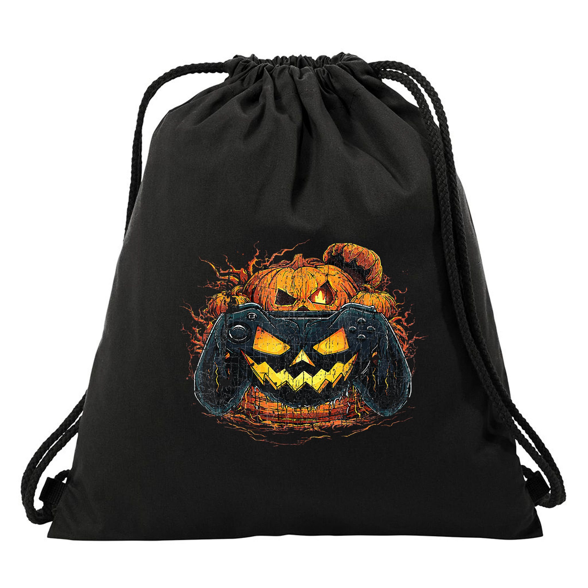Halloween Jack O Lantern Pixelated Gaming Gamer Drawstring Bag