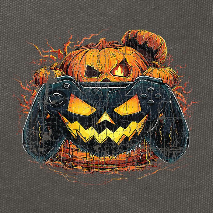Halloween Jack O Lantern Pixelated Gaming Gamer Cotton Canvas Backpack