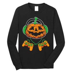 Halloween Jack O Lantern Gamer Long Sleeve Shirt