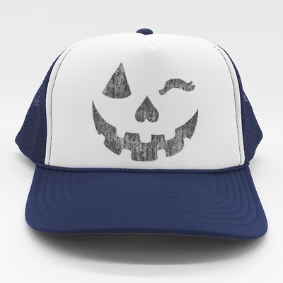 Halloween Jack O Lantern Grin Pumpkin Wink Trucker Hat