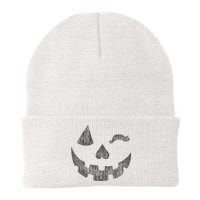 Halloween Jack O Lantern Grin Pumpkin Wink Knit Cap Winter Beanie