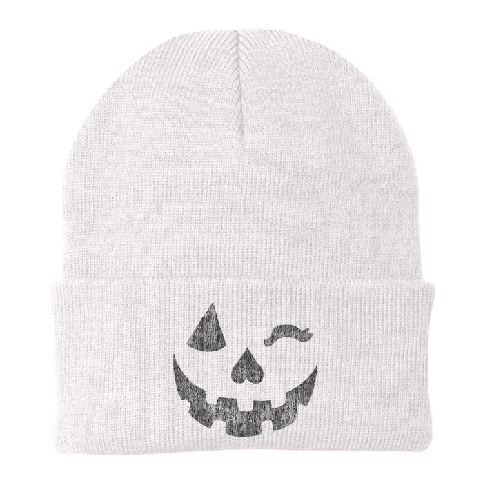 Halloween Jack O Lantern Grin Pumpkin Wink Knit Cap Winter Beanie