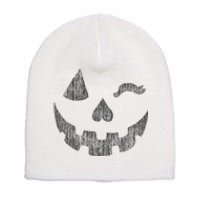 Halloween Jack O Lantern Grin Pumpkin Wink Short Acrylic Beanie