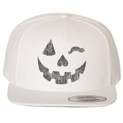 Halloween Jack O Lantern Grin Pumpkin Wink Wool Snapback Cap