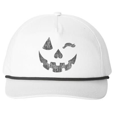 Halloween Jack O Lantern Grin Pumpkin Wink Snapback Five-Panel Rope Hat