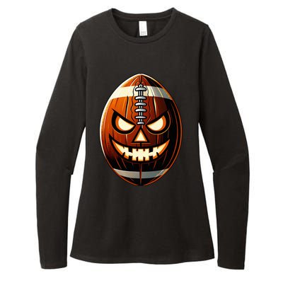 Halloween Jack O Lantern Football Player Coach Pitcher Womens CVC Long Sleeve Shirt