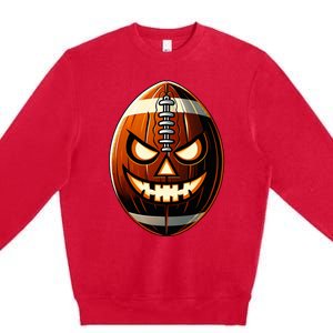 Halloween Jack O Lantern Football Player Coach Pitcher Premium Crewneck Sweatshirt