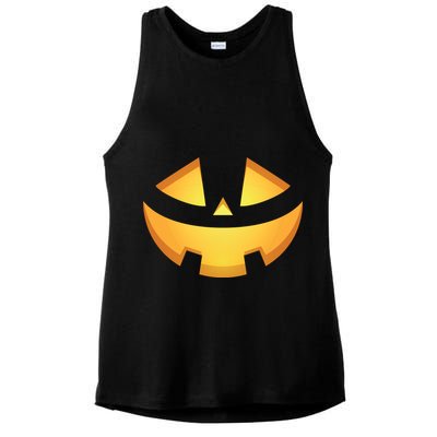 Halloween Jack O Lantern Jackolantern Pumpkin Face Costume Ladies PosiCharge Tri-Blend Wicking Tank