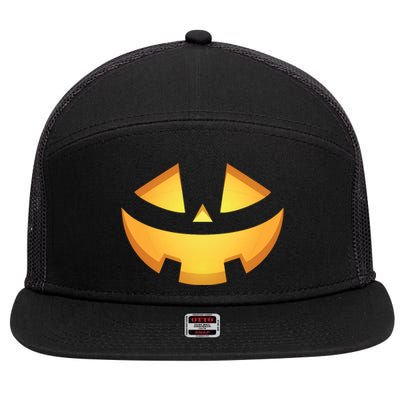 Halloween Jack O Lantern Jackolantern Pumpkin Face Costume 7 Panel Mesh Trucker Snapback Hat