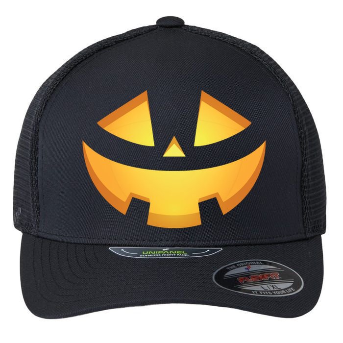 Halloween Jack O Lantern Jackolantern Pumpkin Face Costume Flexfit Unipanel Trucker Cap