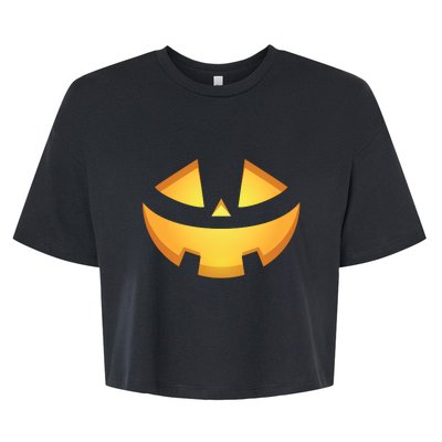 Halloween Jack O Lantern Jackolantern Pumpkin Face Costume Bella+Canvas Jersey Crop Tee