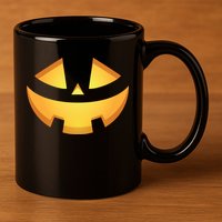 Halloween Jack O Lantern Jackolantern Pumpkin Face Costume 11oz C Handle Ceramic Mug