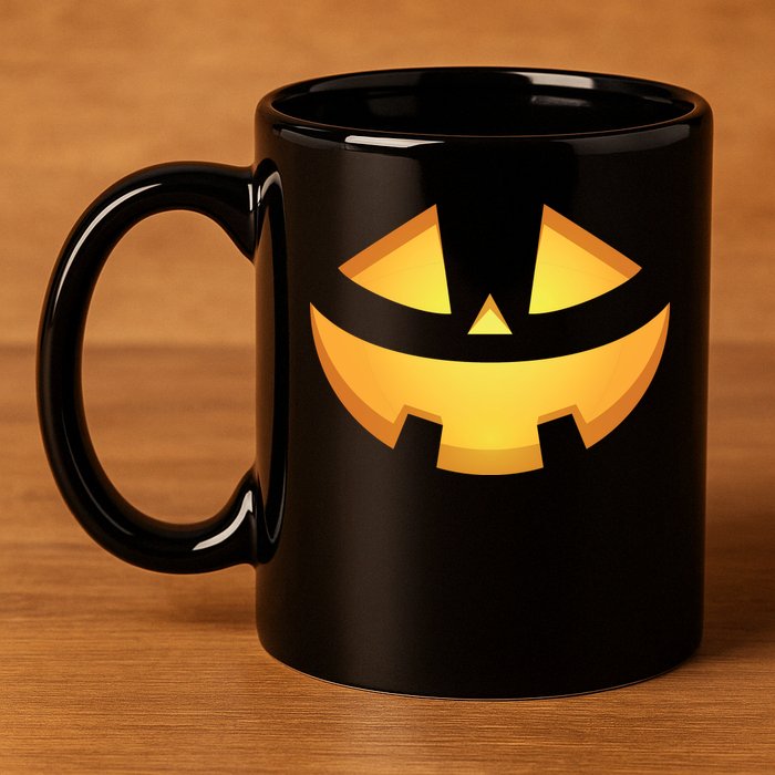 Halloween Jack O Lantern Jackolantern Pumpkin Face Costume 11oz C Handle Ceramic Mug