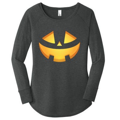 Halloween Jack O Lantern Jackolantern Pumpkin Face Costume Women's Perfect Tri Tunic Long Sleeve Shirt