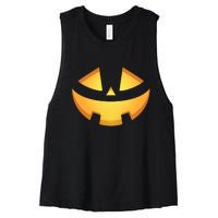 Halloween Jack O Lantern Jackolantern Pumpkin Face Costume Women's Racerback Cropped Tank