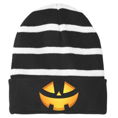 Halloween Jack O Lantern Jackolantern Pumpkin Face Costume Striped Beanie with Solid Band