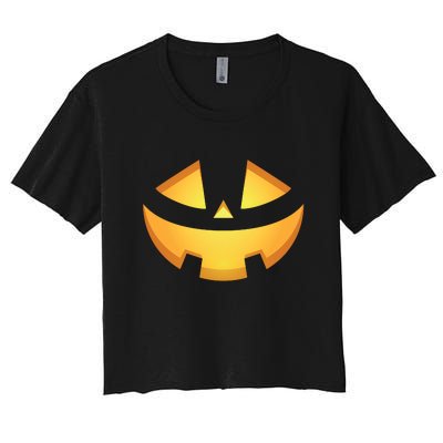 Halloween Jack O Lantern Jackolantern Pumpkin Face Costume Women's Crop Top Tee