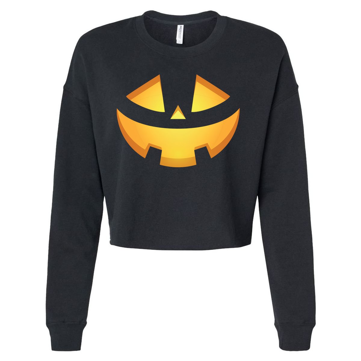 Halloween Jack O Lantern Jackolantern Pumpkin Face Costume Cropped Pullover Crew