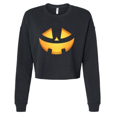 Halloween Jack O Lantern Jackolantern Pumpkin Face Costume Cropped Pullover Crew