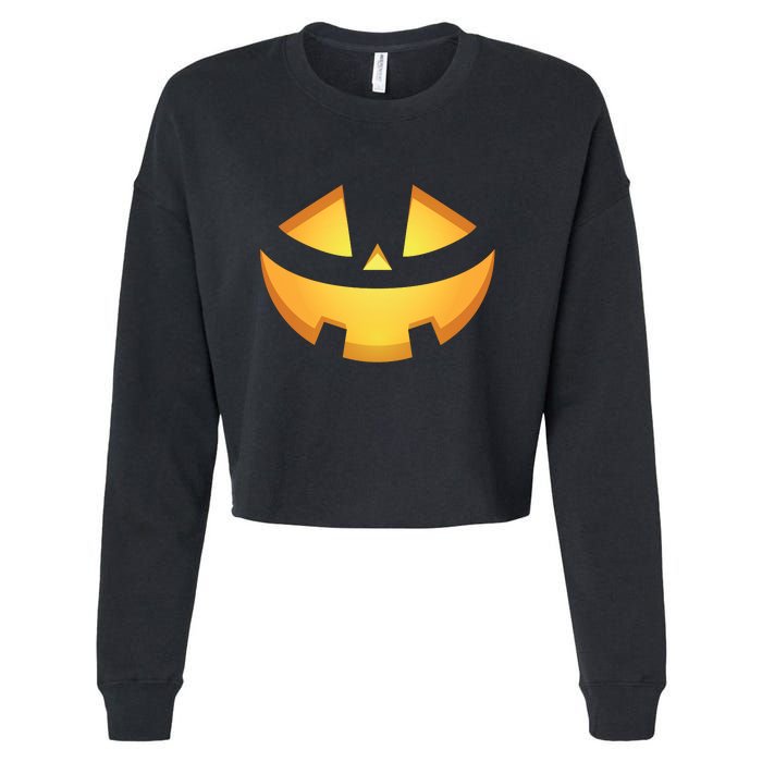 Halloween Jack O Lantern Jackolantern Pumpkin Face Costume Cropped Pullover Crew