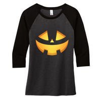 Halloween Jack O Lantern Jackolantern Pumpkin Face Costume Women's Tri-Blend 3/4-Sleeve Raglan Shirt