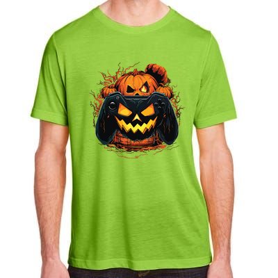 Halloween Jack O Lantern Pumpkin Face Gamer Gaming Adult ChromaSoft Performance T-Shirt