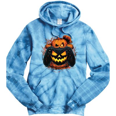 Halloween Jack O Lantern Pumpkin Face Gamer Gaming Tie Dye Hoodie