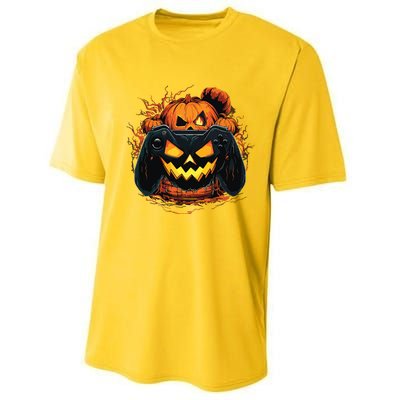 Halloween Jack O Lantern Pumpkin Face Gamer Gaming Performance Sprint T-Shirt