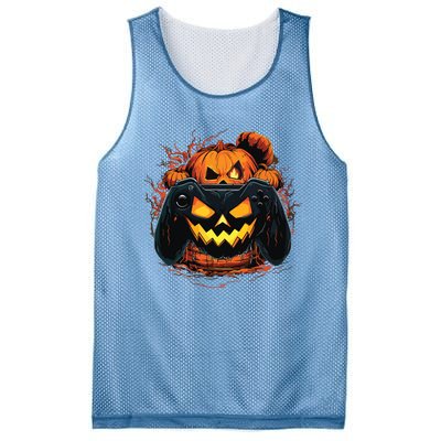 Halloween Jack O Lantern Pumpkin Face Gamer Gaming Mesh Reversible Basketball Jersey Tank