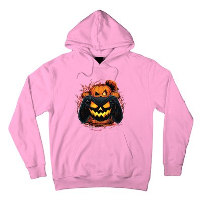 Halloween Jack O Lantern Pumpkin Face Gamer Gaming Hoodie