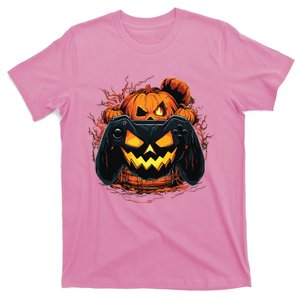 Halloween Jack O Lantern Pumpkin Face Gamer Gaming T-Shirt