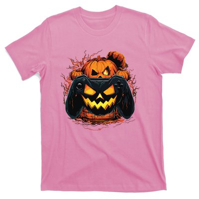 Halloween Jack O Lantern Pumpkin Face Gamer Gaming T-Shirt