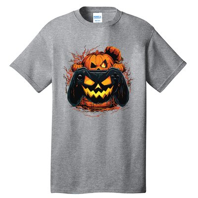 Halloween Jack O Lantern Pumpkin Face Gamer Gaming Tall T-Shirt