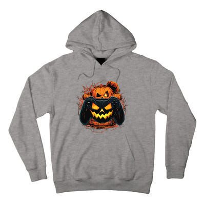 Halloween Jack O Lantern Pumpkin Face Gamer Gaming Tall Hoodie