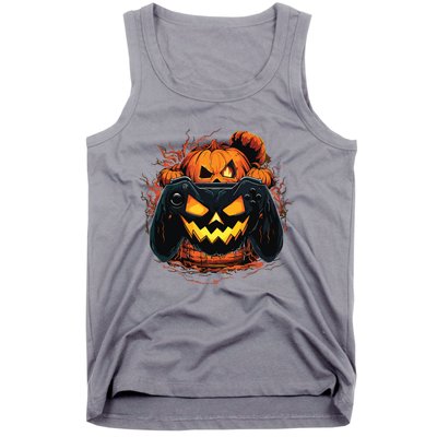 Halloween Jack O Lantern Pumpkin Face Gamer Gaming Tank Top