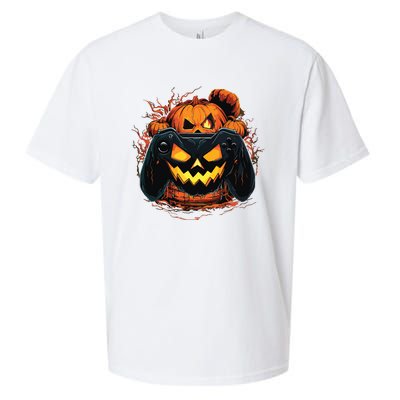 Halloween Jack O Lantern Pumpkin Face Gamer Gaming Sueded Cloud Jersey T-Shirt