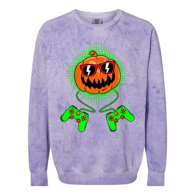 Halloween Jack O Lantern Gamer Colorblast Crewneck Sweatshirt