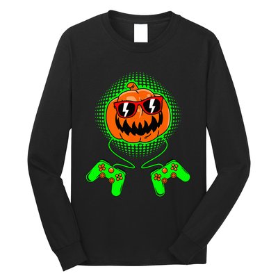 Halloween Jack O Lantern Gamer Long Sleeve Shirt