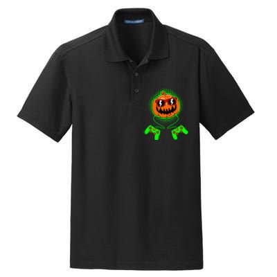 Halloween Jack O Lantern Gamer Dry Zone Grid Polo