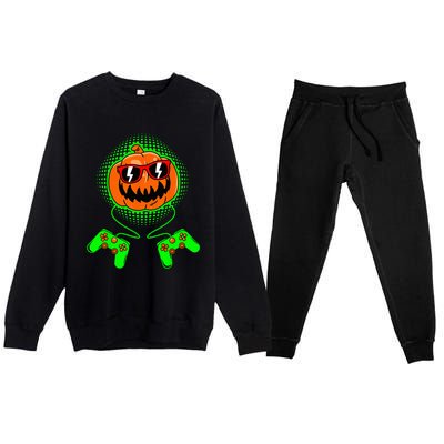 Halloween Jack O Lantern Gamer Premium Crewneck Sweatsuit Set