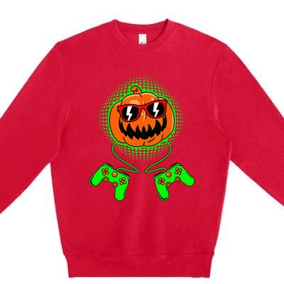 Halloween Jack O Lantern Gamer Premium Crewneck Sweatshirt