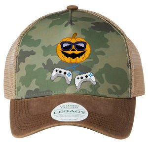 Halloween Jack O Lantern Pixelated Gaming Gamer Legacy Tie Dye Trucker Hat