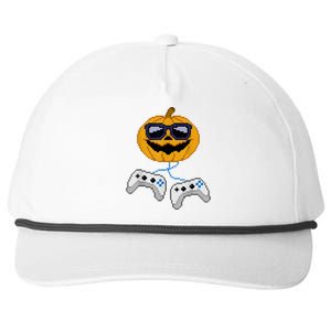 Halloween Jack O Lantern Pixelated Gaming Gamer Snapback Five-Panel Rope Hat