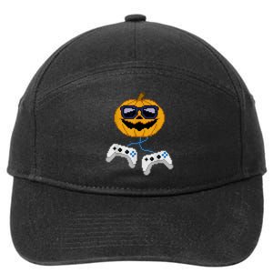 Halloween Jack O Lantern Pixelated Gaming Gamer 7-Panel Snapback Hat