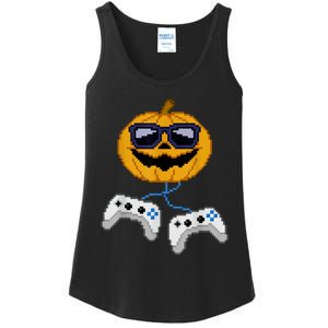 Halloween Jack O Lantern Pixelated Gaming Gamer Ladies Essential Tank