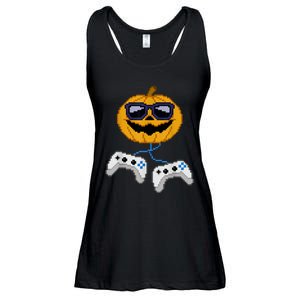 Halloween Jack O Lantern Pixelated Gaming Gamer Ladies Essential Flowy Tank