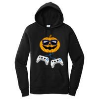 Halloween Jack O Lantern Pixelated Gaming Gamer Women's Pullover Hoodie