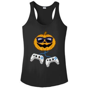 Halloween Jack O Lantern Pixelated Gaming Gamer Ladies PosiCharge Competitor Racerback Tank